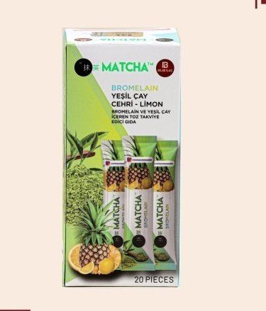 شاي ماتشا بالبروميلين: يحتوي على الشاي الأخضر والليمون (20 ظرف).